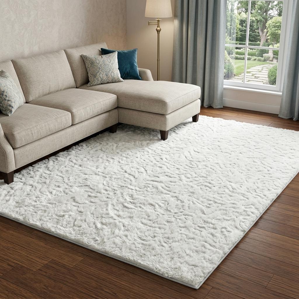 9' X 12' Denim Blue And Ivory Floral Shag Washable Area Rug With UV Protection - HomeRoots - Flyclothing LLC