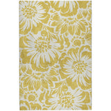 3' X 5' Gold And Ivory Floral Shag Washable Area Rug With UV Protection - HomeRoots - Flyclothing LLC