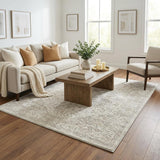 5' X 8' Gold And Ivory Floral Shag Washable Area Rug With UV Protection - HomeRoots - Flyclothing LLC