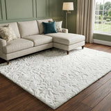 9' X 12' Gold And Ivory Floral Shag Washable Area Rug With UV Protection - HomeRoots - Flyclothing LLC