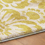 9' X 12' Gold And Ivory Floral Shag Washable Area Rug With UV Protection - HomeRoots - Flyclothing LLC