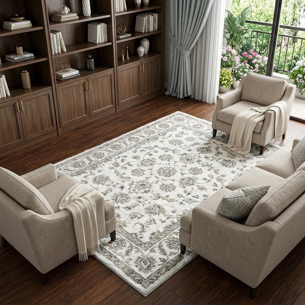 10' X 14' Gold And Ivory Floral Shag Washable Area Rug With UV Protection - HomeRoots - Flyclothing LLC