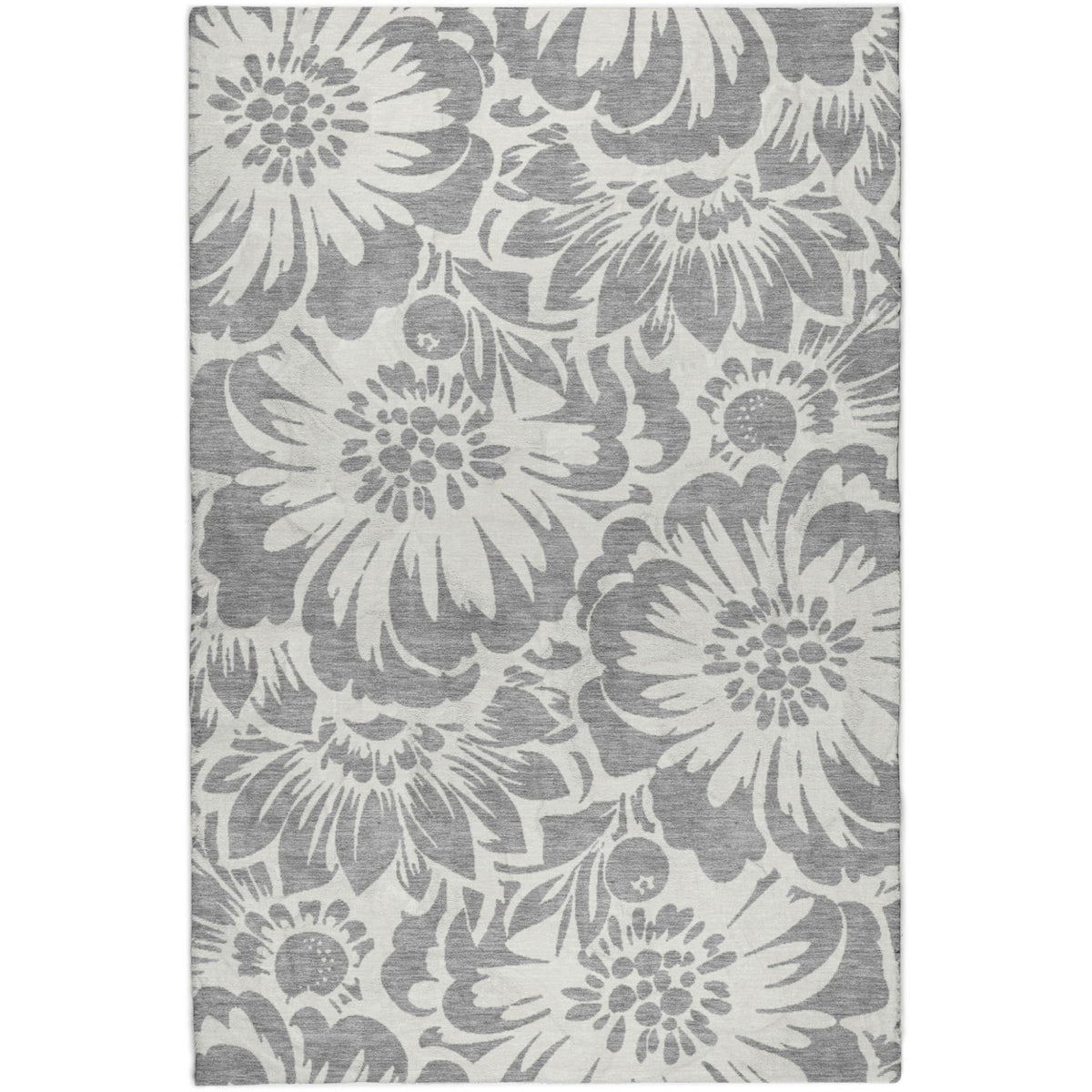 8' X 10' Gray And Ivory Floral Shag Washable Area Rug With UV Protection - HomeRoots - Flyclothing LLC