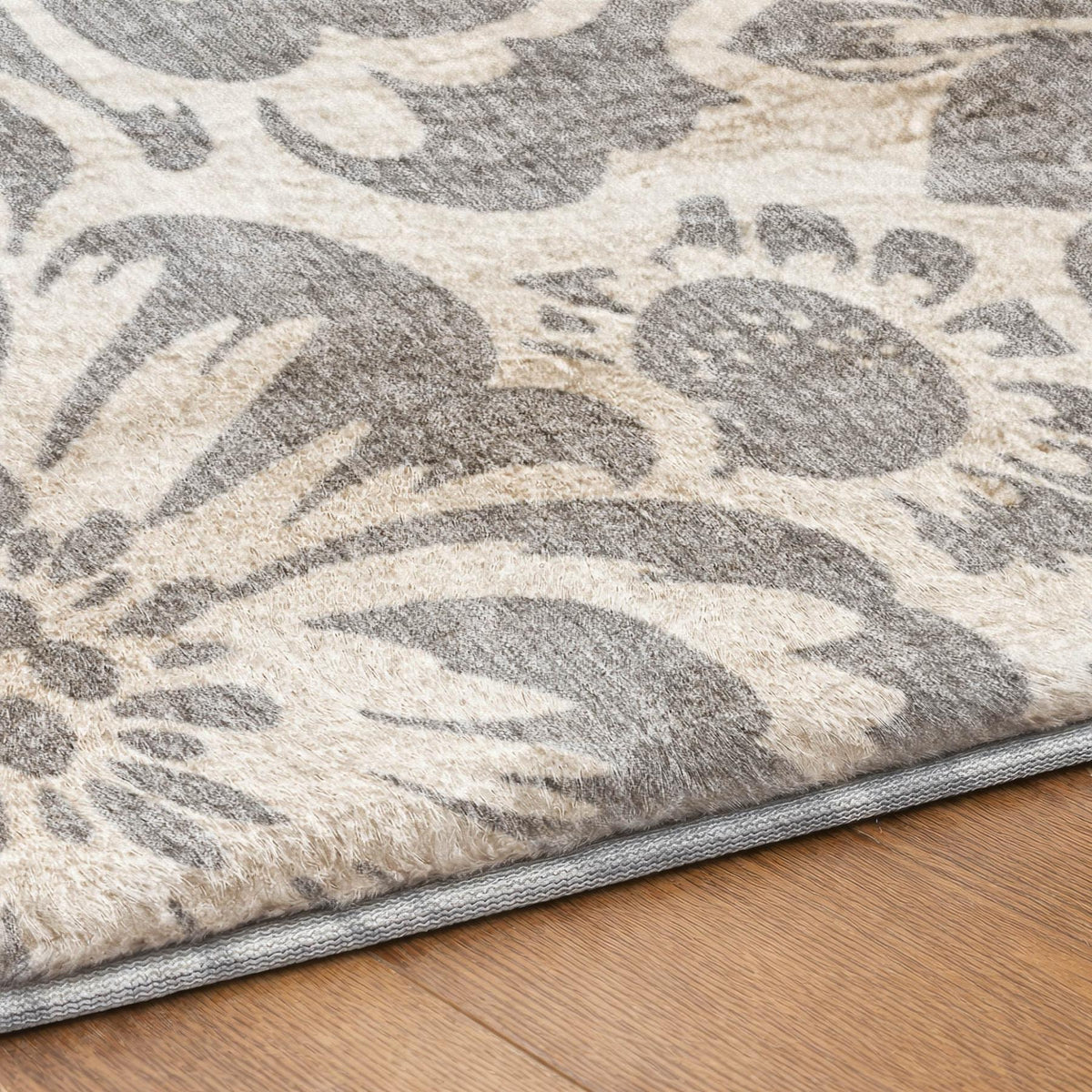 8' X 10' Gray And Ivory Floral Shag Washable Area Rug With UV Protection - HomeRoots - Flyclothing LLC