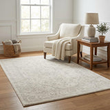 5' X 8' Ivory And Cream Floral Shag Washable Area Rug With UV Protection - HomeRoots - Flyclothing LLC