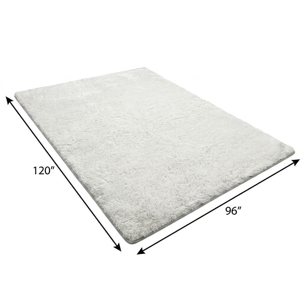 8' X 10' Ivory And Cream Floral Shag Washable Area Rug With UV Protection - HomeRoots - Flyclothing LLC