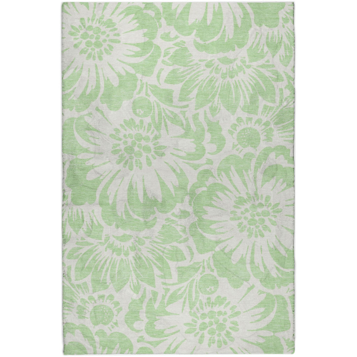 5' X 8' Mint Green And Ivory Floral Shag Washable Area Rug With UV Protection - HomeRoots - Flyclothing LLC
