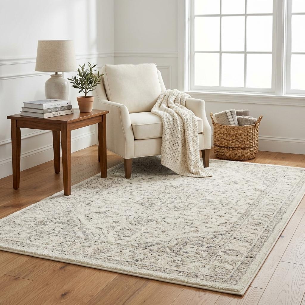 5' X 8' Navy Blue And Ivory Floral Shag Washable Area Rug With UV Protection - HomeRoots - Flyclothing LLC