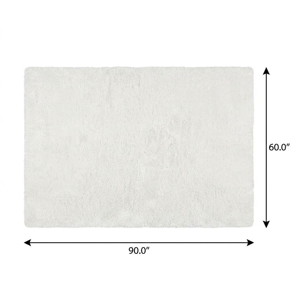 5' X 8' Navy Blue And Ivory Floral Shag Washable Area Rug With UV Protection - HomeRoots - Flyclothing LLC