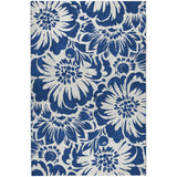 8' X 10' Navy Blue And Ivory Floral Shag Washable Area Rug With UV Protection - HomeRoots - Flyclothing LLC