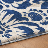 8' X 10' Navy Blue And Ivory Floral Shag Washable Area Rug With UV Protection - HomeRoots - Flyclothing LLC