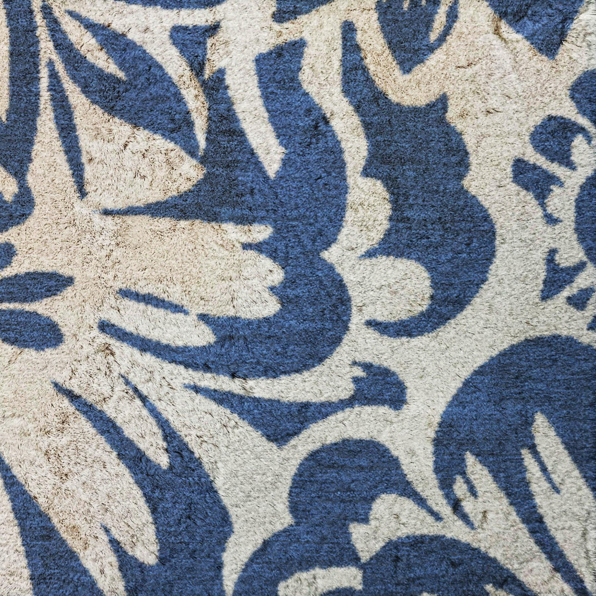 9' X 12' Navy Blue And Ivory Floral Shag Washable Area Rug With UV Protection - HomeRoots - Flyclothing LLC