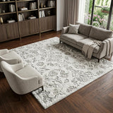 9' X 12' Navy Blue And Ivory Floral Shag Washable Area Rug With UV Protection - HomeRoots - Flyclothing LLC