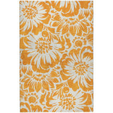 9' X 12' Orange And Ivory Floral Shag Washable Area Rug With UV Protection - HomeRoots - Flyclothing LLC