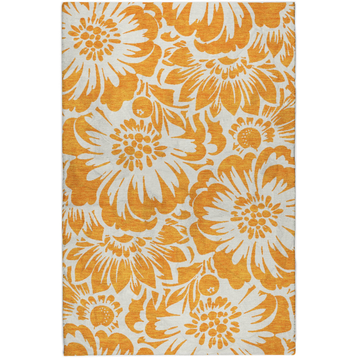 9' X 12' Orange And Ivory Floral Shag Washable Area Rug With UV Protection - HomeRoots - Flyclothing LLC