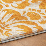 9' X 12' Orange And Ivory Floral Shag Washable Area Rug With UV Protection - HomeRoots - Flyclothing LLC