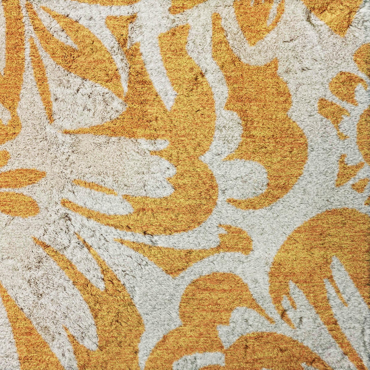 9' X 12' Orange And Ivory Floral Shag Washable Area Rug With UV Protection - HomeRoots - Flyclothing LLC