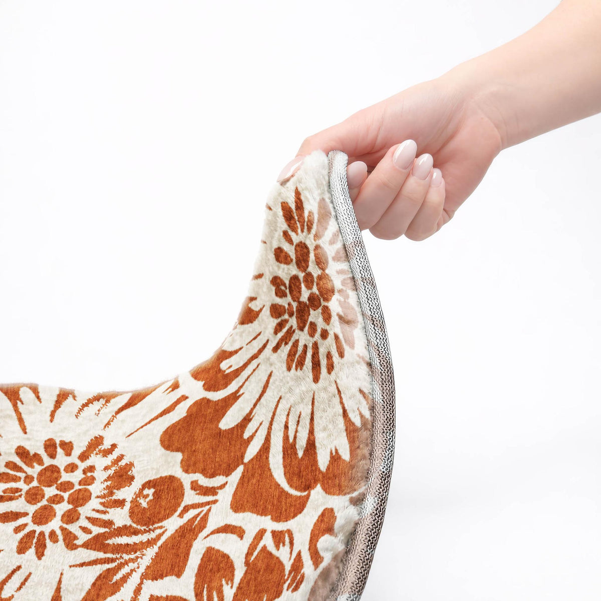 5' X 8' Orange And Ivory Floral Shag Washable Area Rug With UV Protection - HomeRoots - Flyclothing LLC