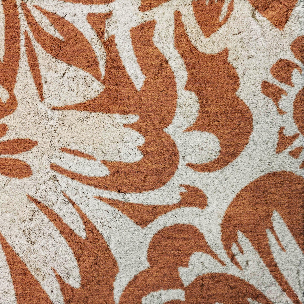5' X 8' Orange And Ivory Floral Shag Washable Area Rug With UV Protection - HomeRoots - Flyclothing LLC