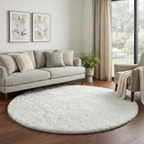 8' Orange And Ivory Floral Shag Washable Round Rug With UV Protection - HomeRoots - Flyclothing LLC