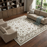 8' X 10' Orange And Ivory Floral Shag Washable Area Rug With UV Protection - HomeRoots - Flyclothing LLC