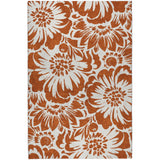10' X 14' Orange And Ivory Floral Shag Washable Area Rug With UV Protection - HomeRoots - Flyclothing LLC