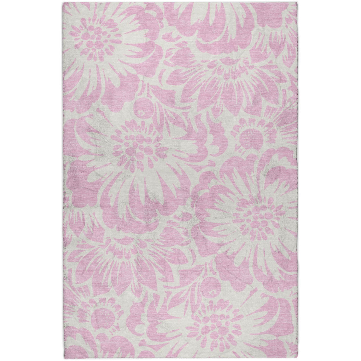 8' X 10' Pink And Ivory Floral Shag Washable Area Rug With UV Protection - HomeRoots - Flyclothing LLC