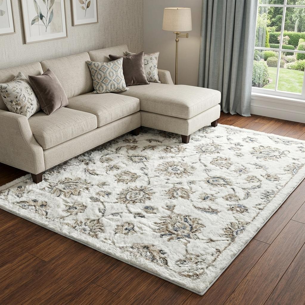 8' X 10' Pink And Ivory Floral Shag Washable Area Rug With UV Protection - HomeRoots - Flyclothing LLC