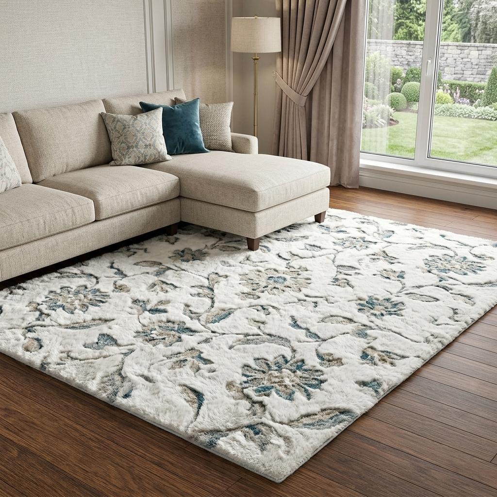 10' X 14' Pink And Ivory Floral Shag Washable Area Rug With UV Protection - HomeRoots - Flyclothing LLC