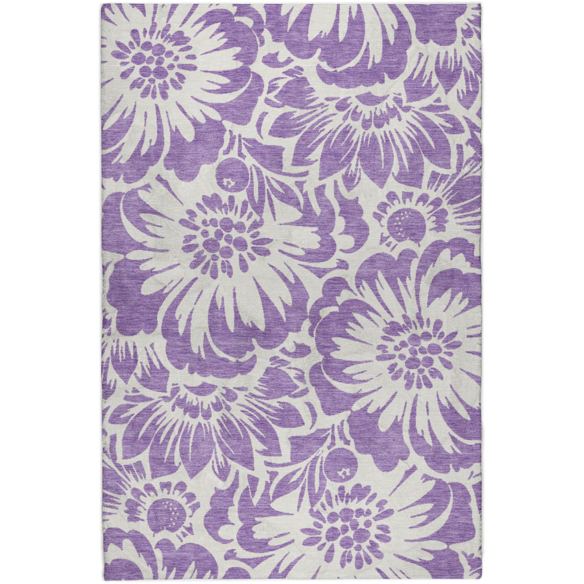 9' X 12' Purple And Ivory Floral Shag Washable Area Rug With UV Protection - HomeRoots - Flyclothing LLC