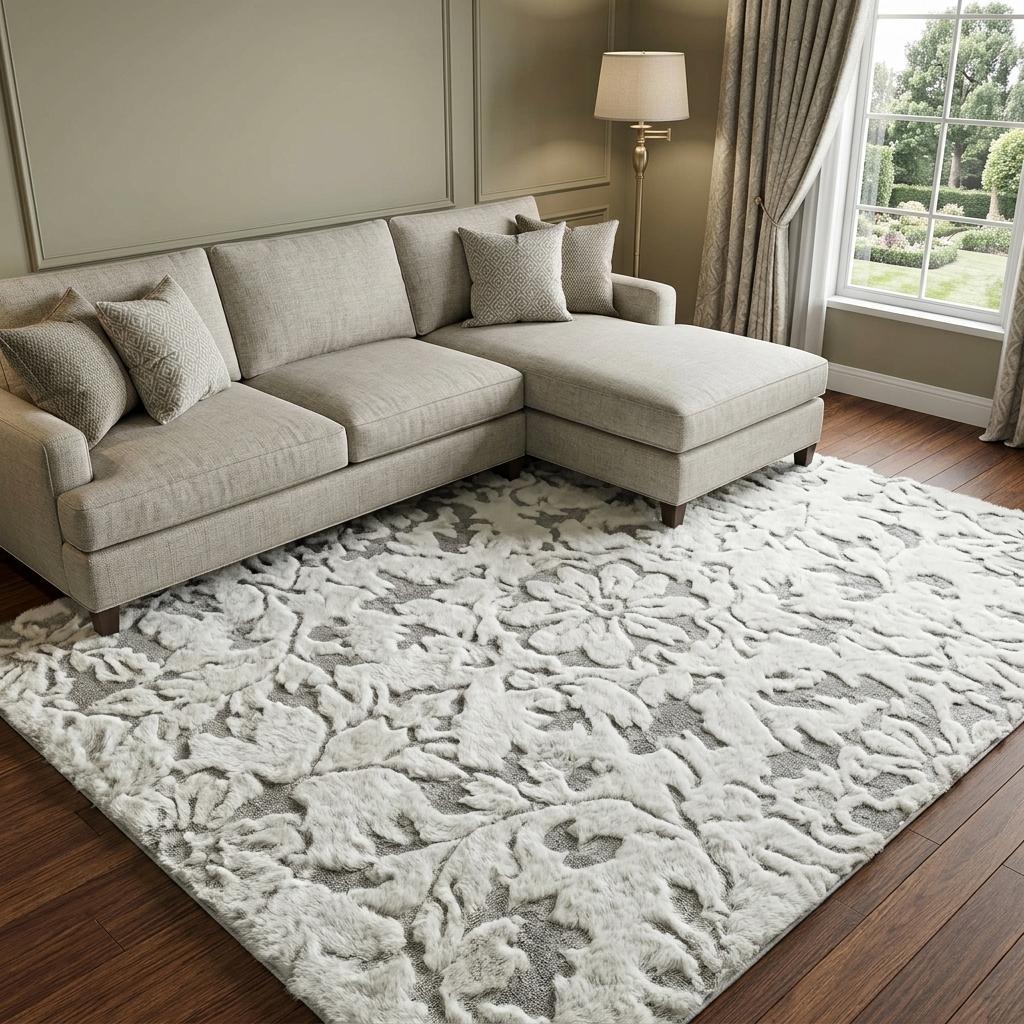 10' X 14' Purple And Ivory Floral Shag Washable Area Rug With UV Protection - HomeRoots - Flyclothing LLC