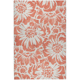 5' X 8' Salmon And Ivory Floral Shag Washable Area Rug With UV Protection - HomeRoots - Flyclothing LLC