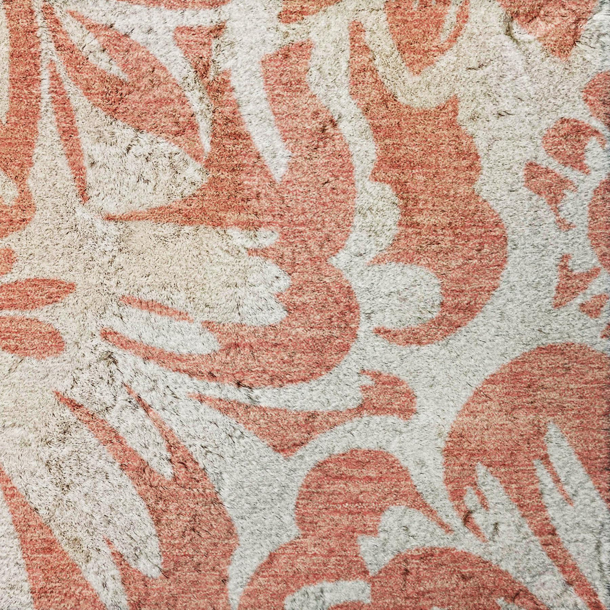 5' X 8' Salmon And Ivory Floral Shag Washable Area Rug With UV Protection - HomeRoots - Flyclothing LLC