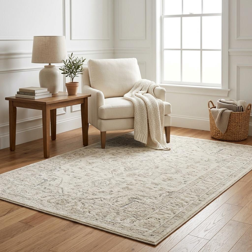 5' X 8' Salmon And Ivory Floral Shag Washable Area Rug With UV Protection - HomeRoots - Flyclothing LLC