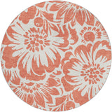 8' Salmon And Ivory Floral Shag Washable Round Rug With UV Protection - HomeRoots - Flyclothing LLC