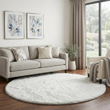 8' Salmon And Ivory Floral Shag Washable Round Rug With UV Protection - HomeRoots - Flyclothing LLC
