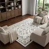 8' X 10' Salmon And Ivory Floral Shag Washable Area Rug With UV Protection - HomeRoots - Flyclothing LLC
