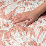 9' X 12' Salmon And Ivory Floral Shag Washable Area Rug With UV Protection - HomeRoots - Flyclothing LLC