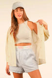 VERY J Dolman Sleeve Button Down Gauze Shirt - Trendsi