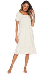 Lace Detail Square Neck Lounge Dress - Trendsi - Flyclothing LLC