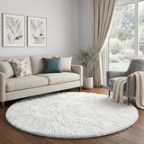8' Taupe And Ivory Floral Shag Washable Round Rug With UV Protection - HomeRoots - Flyclothing LLC
