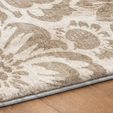 9' X 12' Taupe And Ivory Floral Shag Washable Area Rug With UV Protection - HomeRoots - Flyclothing LLC