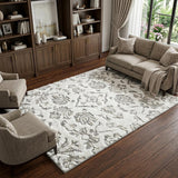 9' X 12' Taupe And Ivory Floral Shag Washable Area Rug With UV Protection - HomeRoots - Flyclothing LLC