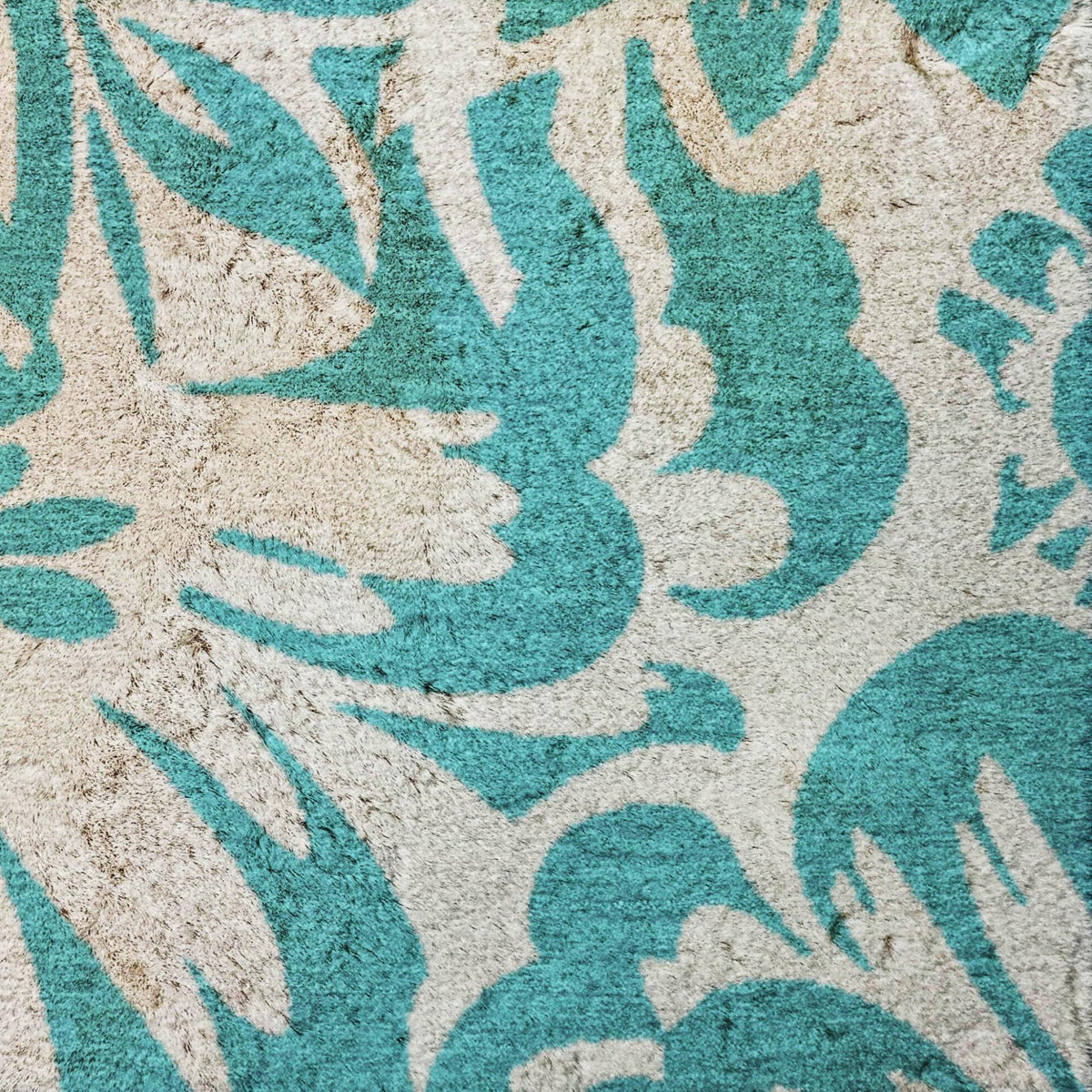 3' X 5' Teal And Ivory Floral Shag Washable Area Rug With UV Protection - HomeRoots - Flyclothing LLC