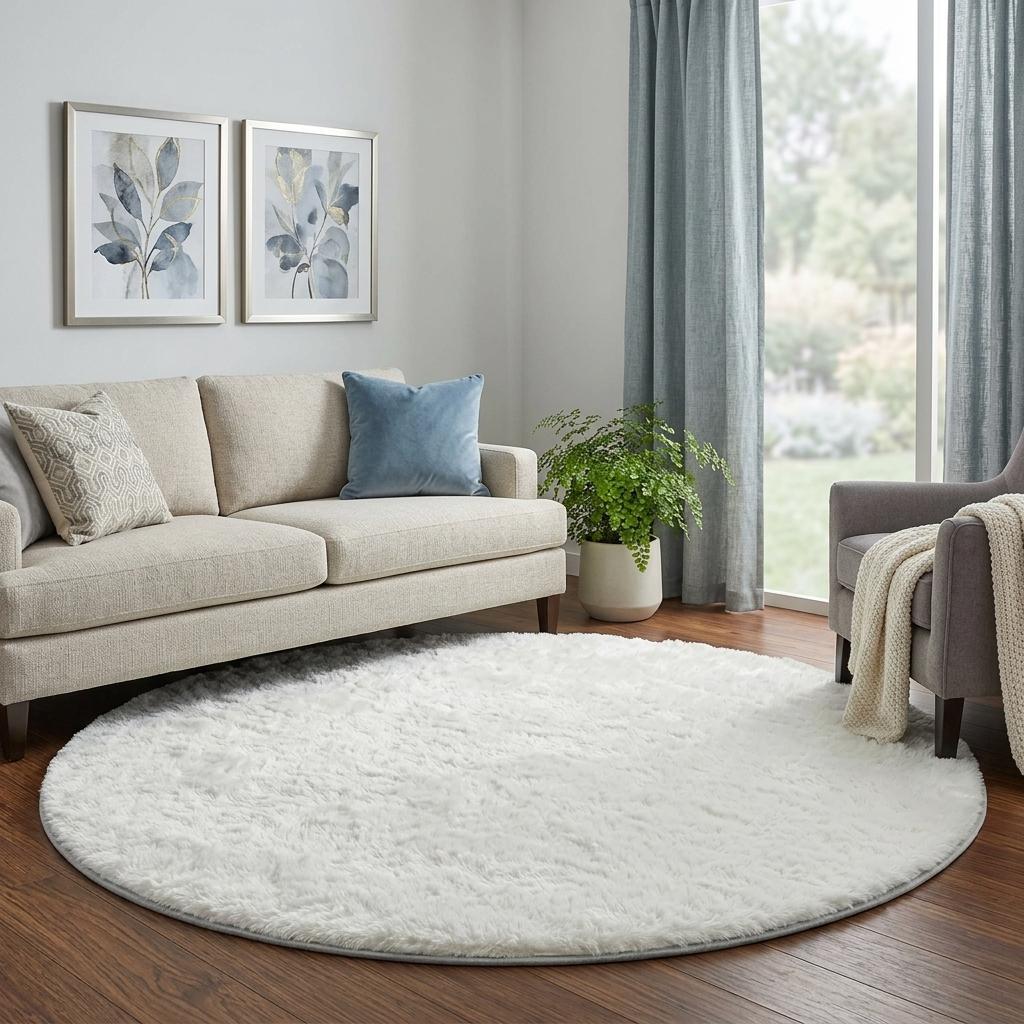 8' Teal And Ivory Floral Shag Washable Round Rug With UV Protection - HomeRoots - Flyclothing LLC