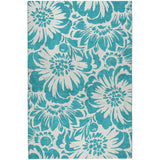 8' X 10' Teal And Ivory Floral Shag Washable Area Rug With UV Protection - HomeRoots - Flyclothing LLC