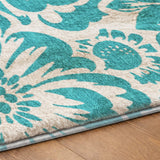 8' X 10' Teal And Ivory Floral Shag Washable Area Rug With UV Protection - HomeRoots - Flyclothing LLC