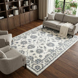 8' X 10' Teal And Ivory Floral Shag Washable Area Rug With UV Protection - HomeRoots - Flyclothing LLC