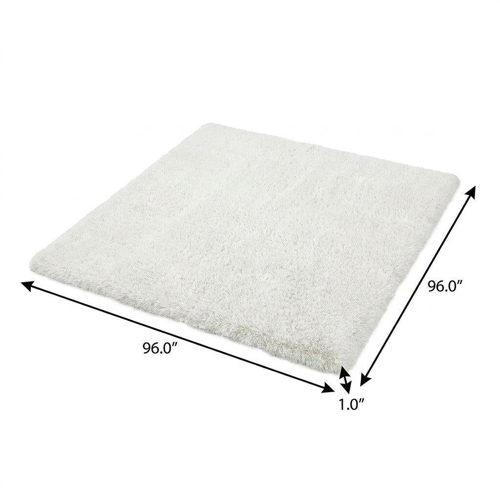 8' Yellow And Ivory Floral Shag Washable Round Rug With UV Protection - HomeRoots - Flyclothing LLC