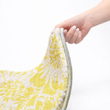 8' Yellow And Ivory Floral Shag Washable Round Rug With UV Protection - HomeRoots - Flyclothing LLC